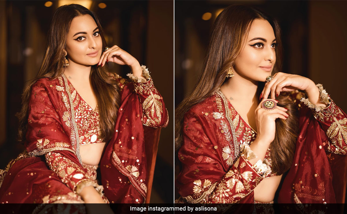 Sonakshi Sinha In A Gold Embroidered Red Payal Singhal Ethnic Suit Resonates Royalty For Eid-ul-Fitr 2024