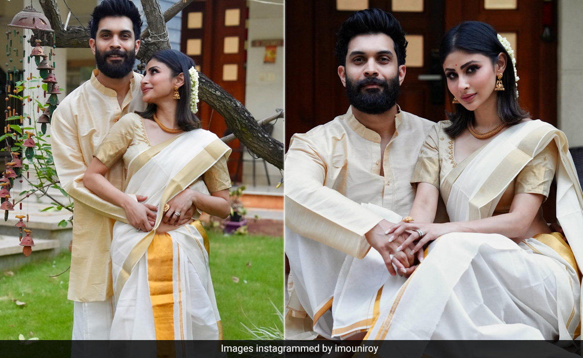Mouni Roy In A White And Gold <i>Kasavu Saree</i> Was To The Eyes What <i>Sadhya</i> Was To Vishu 2024
