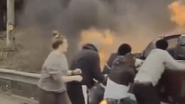 Watch: Dramatic Rescue Of Man Stuck In Burning Car On US Highway