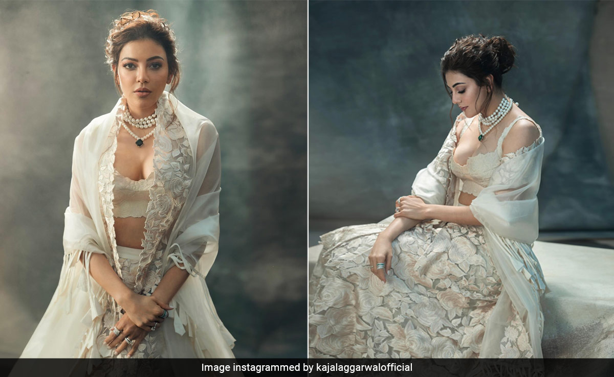 Kajal Aggarwal In An Ivory Floral <i>Lehenga</i> Looks Like The Epitome Of Summer Ethnic Elegance