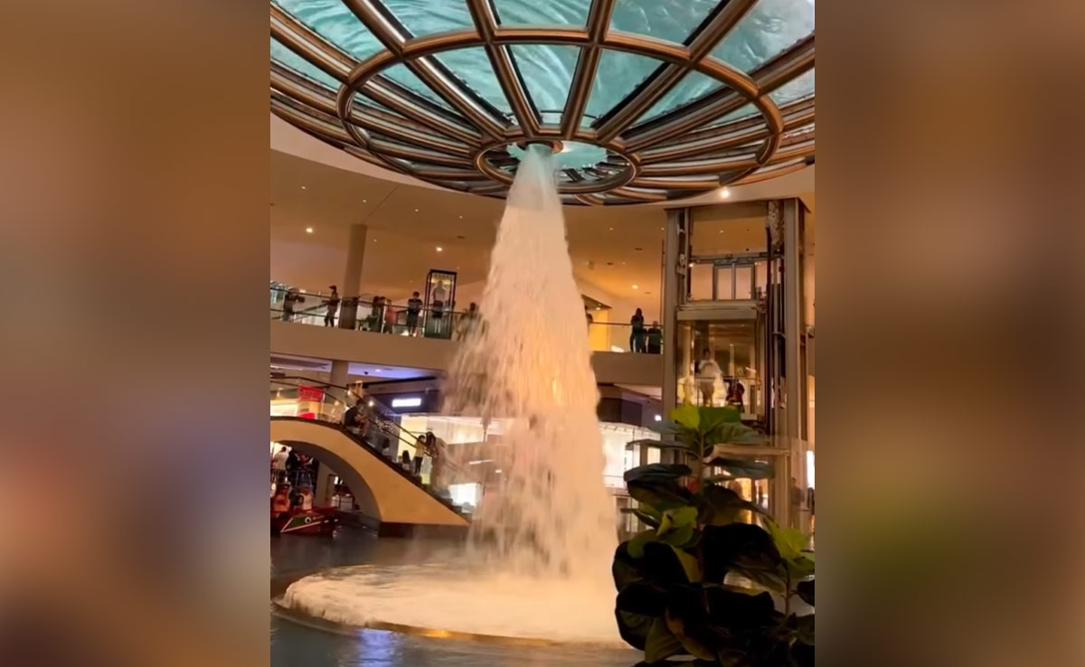 झरना, बारिश, पुल, बोटिंग..हाई-एंड शॉपिंग मॉल में नेचर लवर की मौज, देखें Video