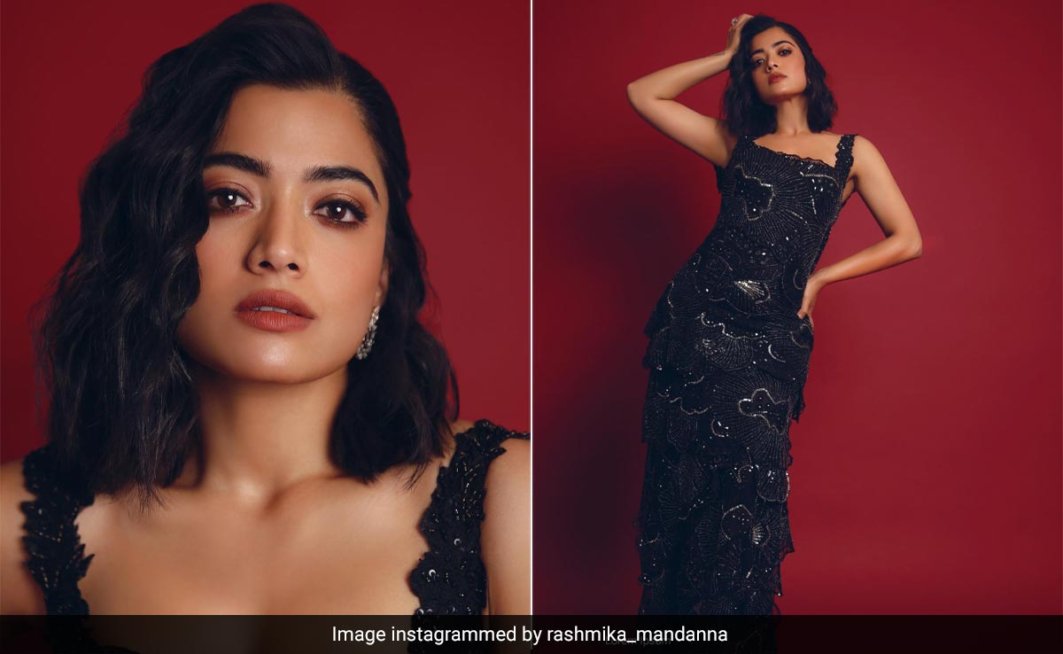 Rashmika Mandanna In A Black Sequin Gown Is Summer Night Style Served With A Side Of Bling