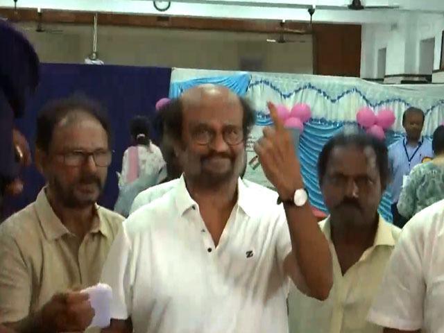 Superstar Rajinikanth Casts His Vote At Polling Booth In Chennai