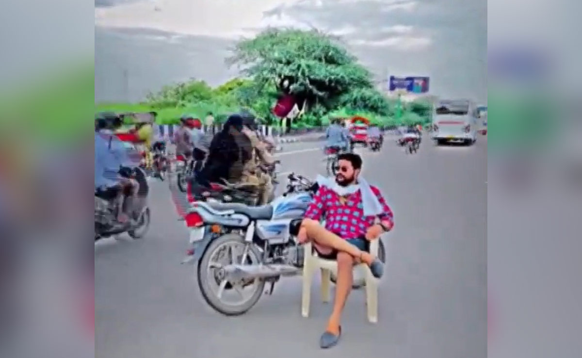 Man Sits On Chair, Parks Bike In Middle Of Delhi Road For Reel, Arrested