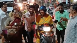 Watch: Minister Smriti Irani's Scooter Ride In Amethi