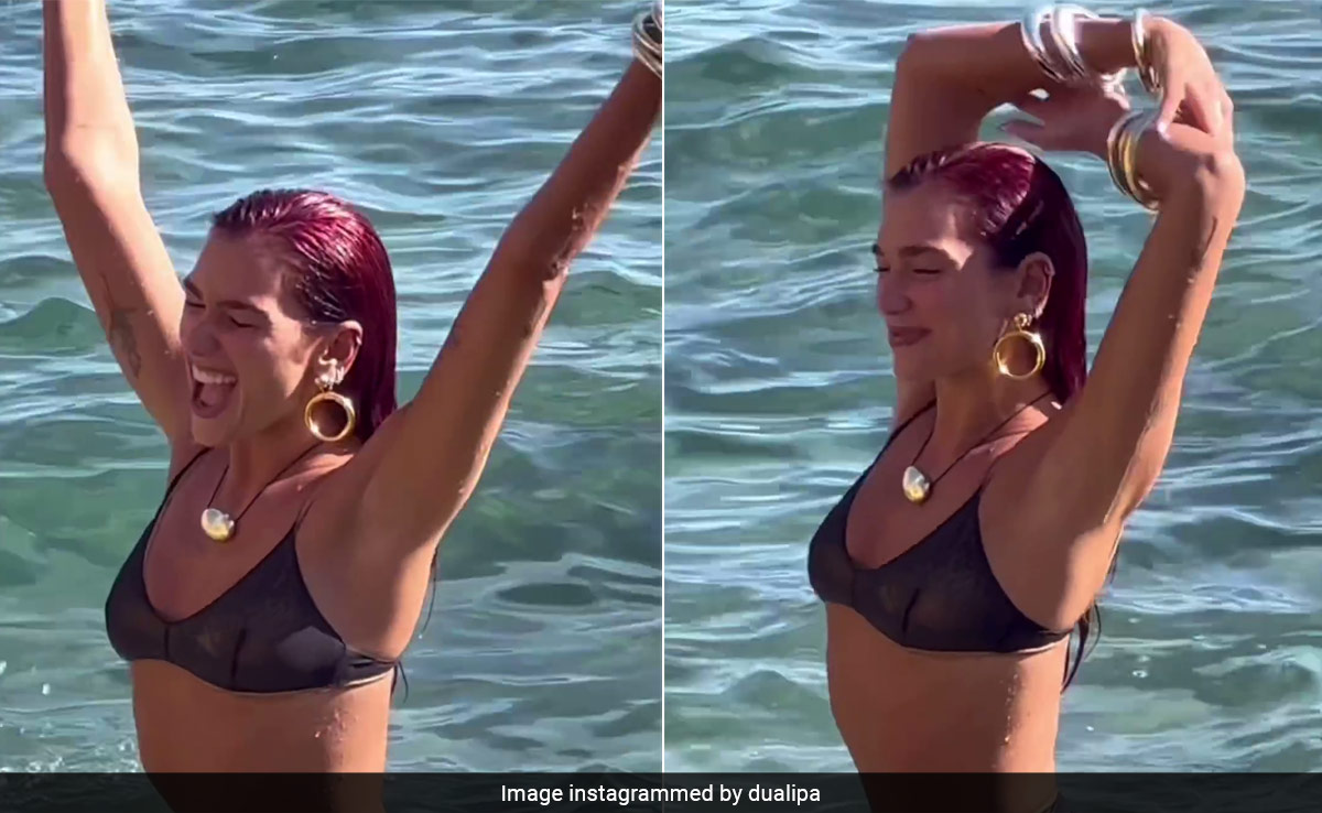 Dua Lipa In A Black Swim Set From Her "Album Moments" Makes Sure It Is A Summer To Remember
