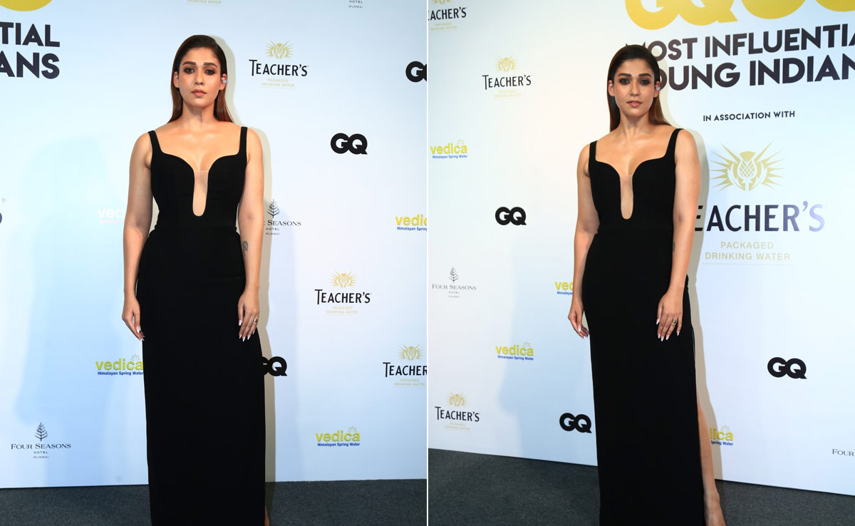 Nayanthara In A Sculpted High Slit Gown Made "Black Is The New Black" Her Fashion Motto On This Red Carpet