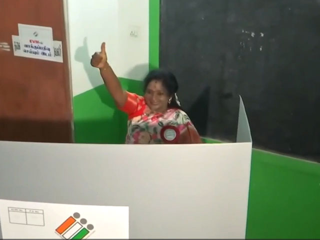 BJP's Tamilisai Soundararajan Casts Her Vote At Chennai Polling Booth