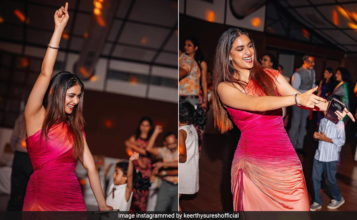 Summer Nights Were Made For Keerthy Suresh To Groove In An Orange And Pink Ombre Dress