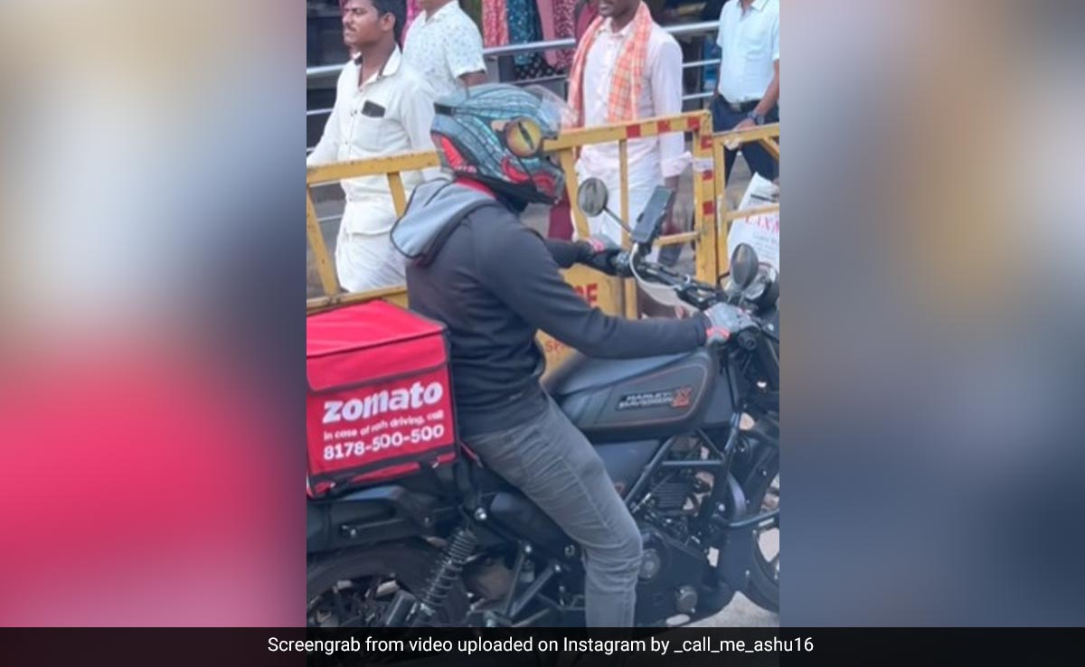 Video Of Zomato Delivery Agent Riding Harley Davidson Leaves Internet Surprised