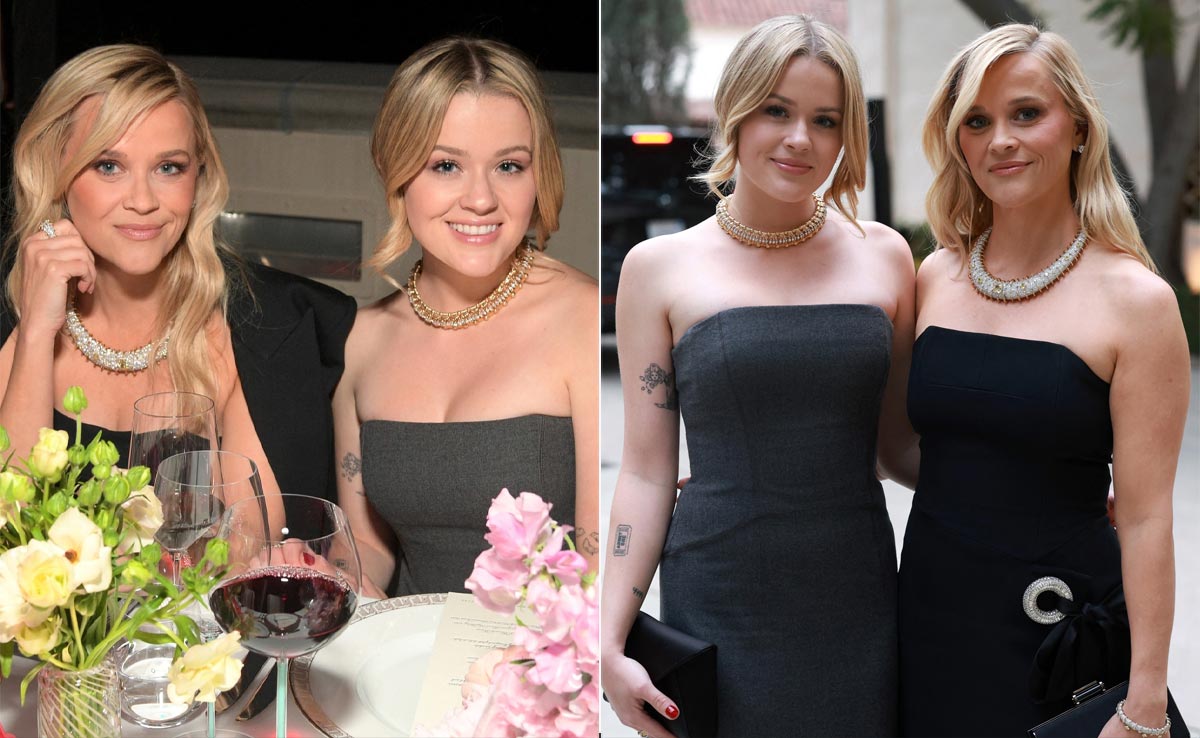 Reese Witherspoon And Ava Phillippe In Matching Gowns And Diamond Necklaces Might Make You Believe You're Seeing Double