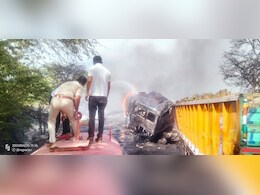 राजस्थान में बड़ा हादसा, ट्रेलर और टैंकर की भिड़ंत के बाद लगी भीषण आग, जिंदा जला युवक