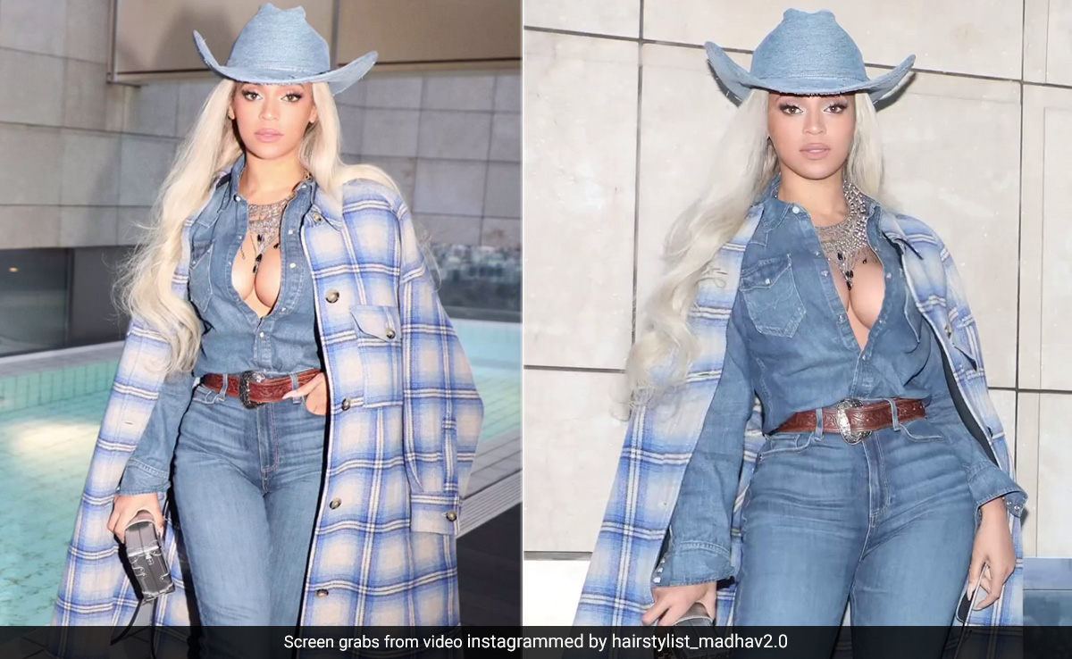 Beyonce Has The <i>"Denim-On-Denim-On-Denim"</i> Cowgirl Chic Thing Going On Stylishly For Her