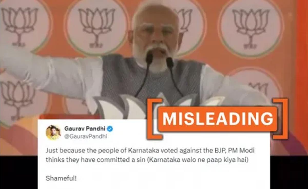 Fact Check: No, PM Modi Didn't Call People Of Karnataka "Sinners" In Poll Speech