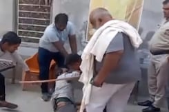 Out On Bail, Nuh Violence Accused Bittu Bajrangi Thrashes Man, Cop Looks On Out On Bail, Nuh Violence Accused Bittu Bajrangi Thrashes Man, Cop Looks On
