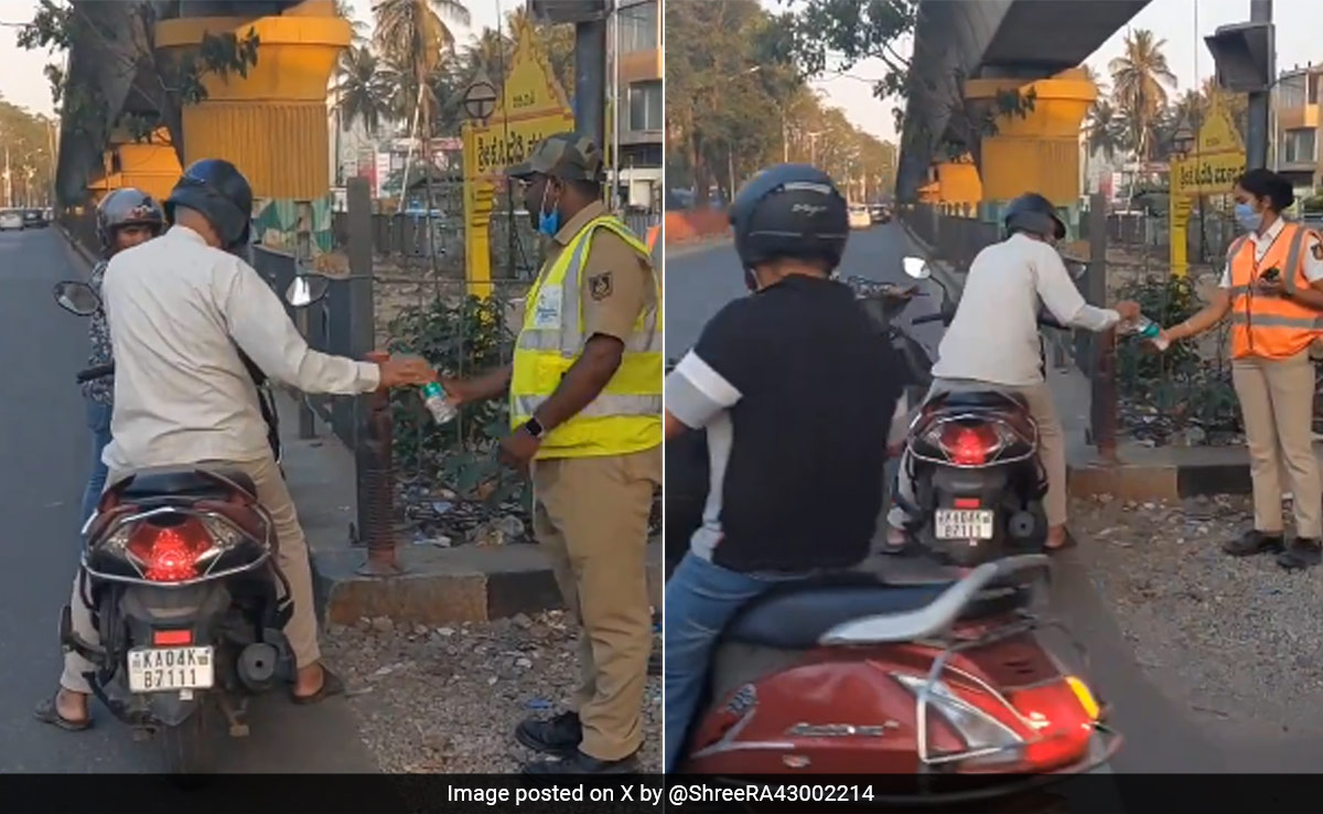 ''Unsung Hero'': Bengaluru Man Distributes Water Bottles To Traffic Cops Amid Heatwave