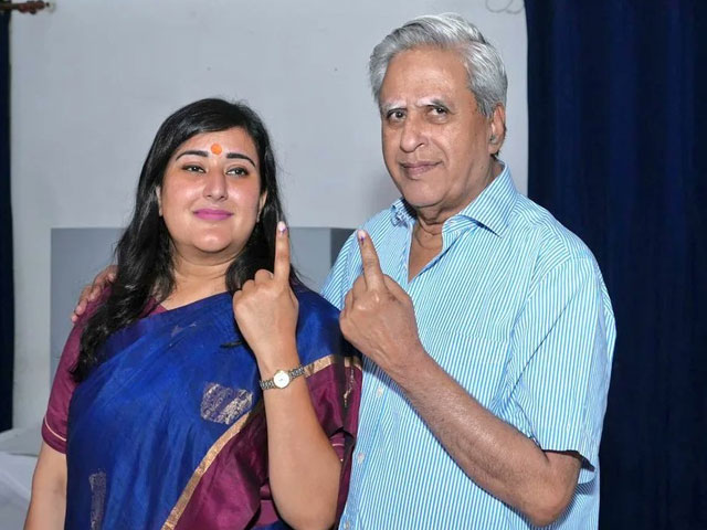 BJP Candidate Bansuri Swaraj, Father Swaraj Kaushal Cast Votes