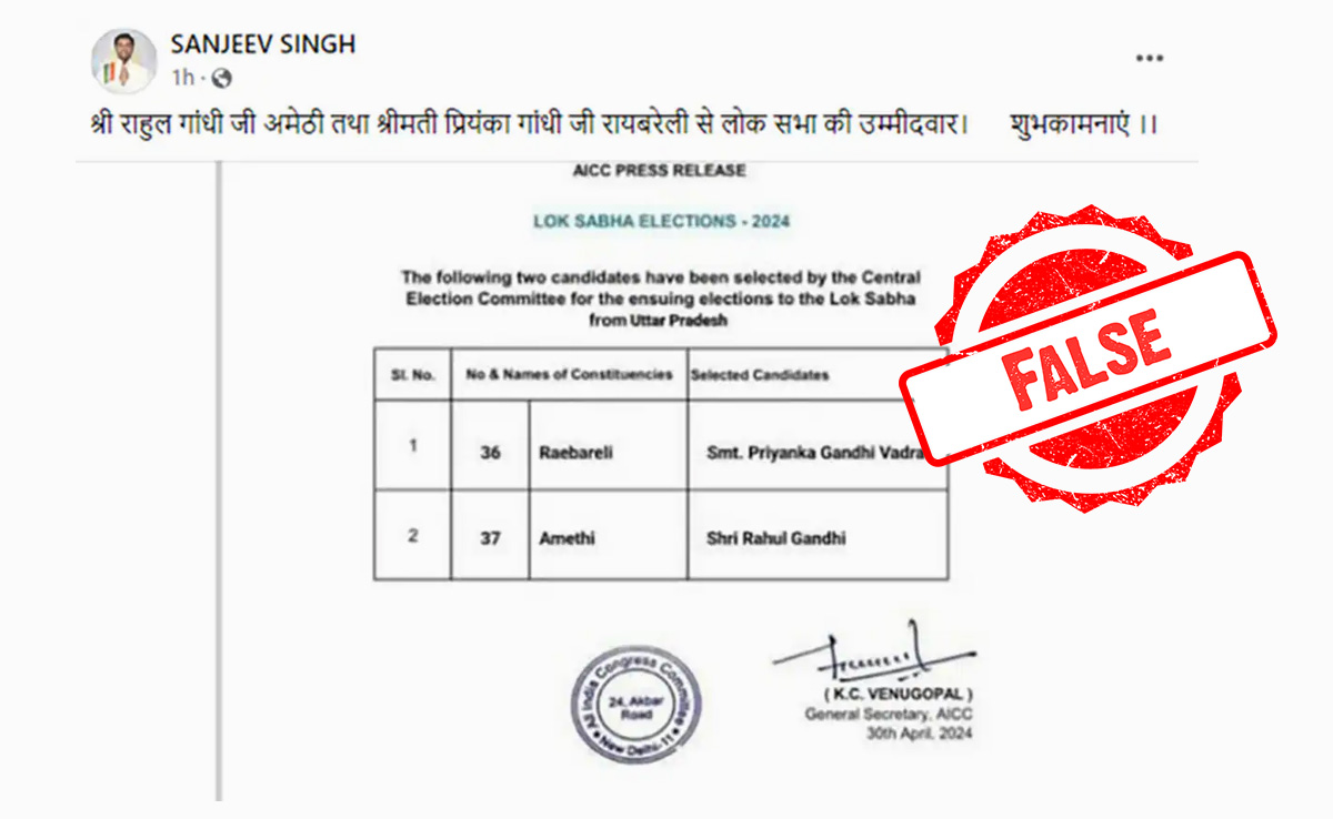 Fact Check: Has Congress Announced Rahul Gandhi As Amethi Candidate?