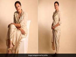 Jyotika's Beige Anamika Khanna Blazer And Draped <i>Dhoti</i> Skirt Is An Elevated Take On Summer Neutrals Jyotika's Beige Anamika Khanna Blazer And Draped <i>Dhoti</i> Skirt Is An Elevated Take On Summer Neutrals