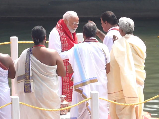PM Modi Prays At Varanasi Ghat Ahead Of Filing Nomination