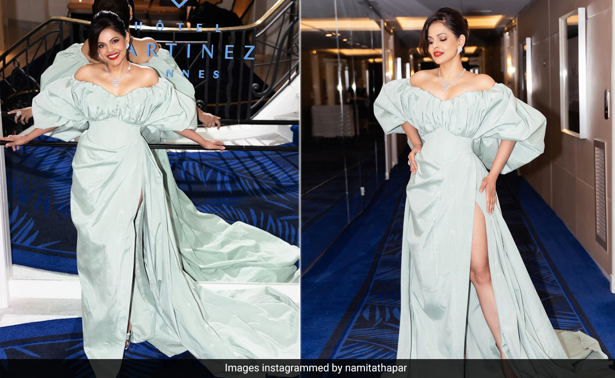Namita Thapar Made Her Cannes 2024 Red Carpet Debut In A Flouncy Mint Slit Gown With A Never-Ending Train