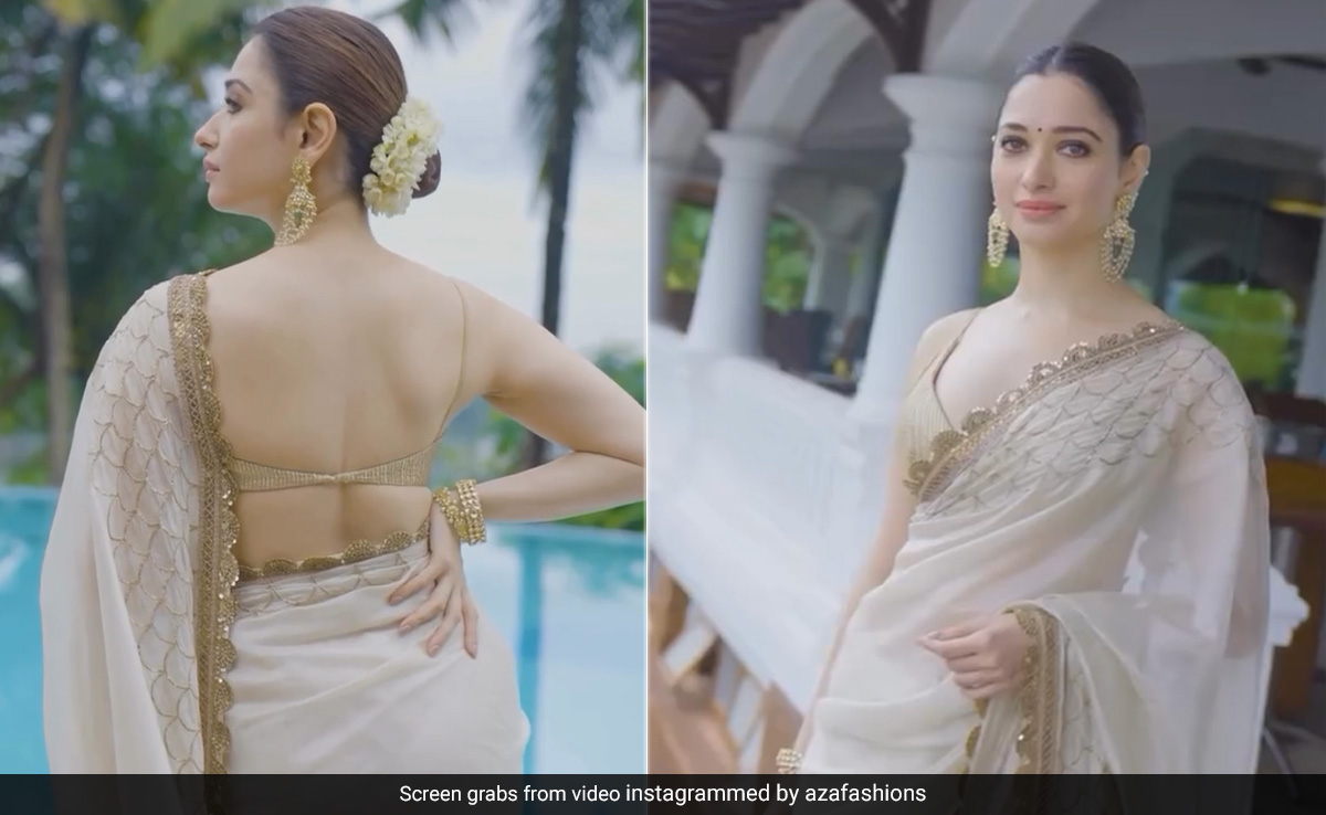 Back When Tamannaah Bhatia Turned Heads In Her Rs 1.2 Lakh Ivory Silk <i>Saree</i> With Scalloped Borders