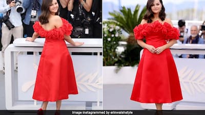 selena gomez red dress 2024 Selena Gomez is red-hot in sequined gown at 'Wizards Beyond Waverly Place' premiere