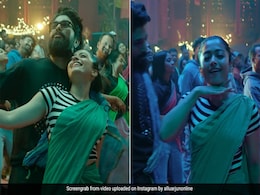 In <i>Angaaron</i> Music Video, Rashmika Mandanna Makes The <i>Saree</i> Look Super Cool With Jeans And A Striped T-Shirt In <i>Angaaron</i> Music Video, Rashmika Mandanna Makes The <i>Saree</i> Look Super Cool With Jeans And A Striped T-Shirt
