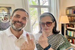 Rahul, Sonia Gandhi Cast Votes At A Polling Booth In Delhi Rahul, Sonia Gandhi Cast Votes At A Polling Booth In Delhi