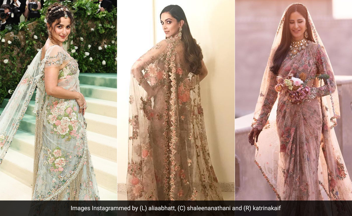 Alia Bhatt's Met <i>Saree</i> Took A Leaf Out Of Deepika Padukone And Katrina Kaif's Floral Sabyasachi Lookbooks