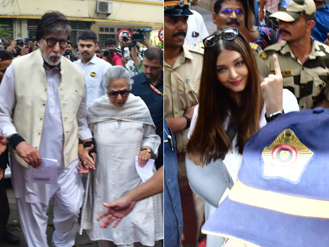Amitabh Bachchan And Jaya Bachchan Arrive Holding Hands. Aishwarya Casts Vote Too