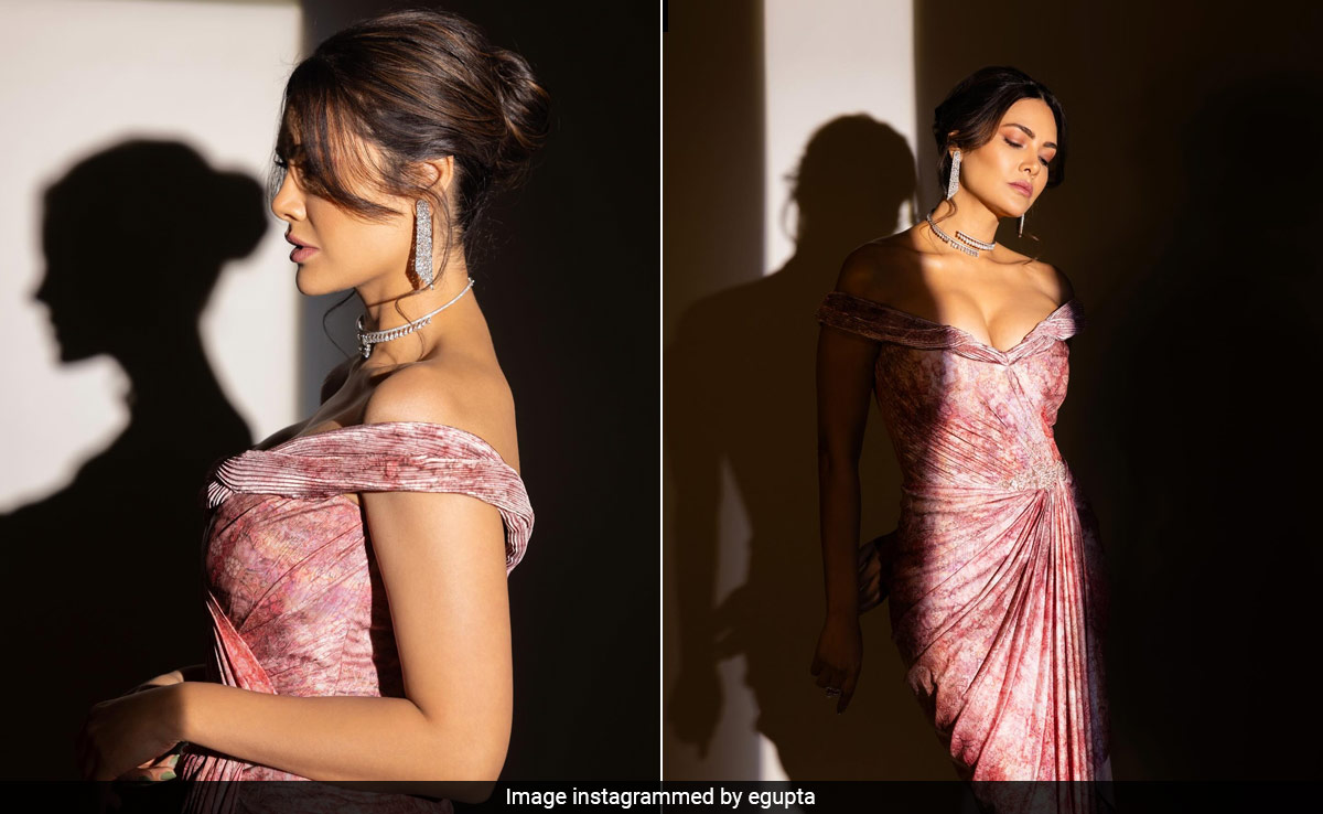 Esha Gupta Jumps To The Top Of The Summer Trends Chart In A Twisted Pink Shantanu And Nikhil Gown
