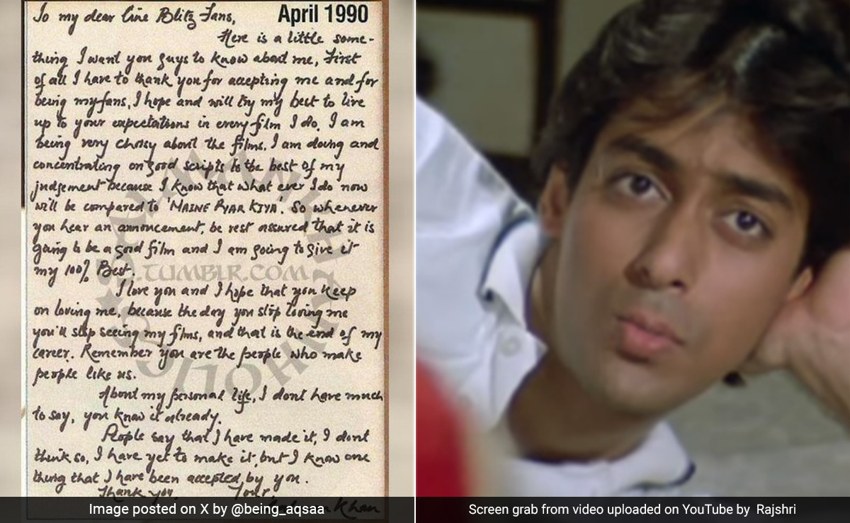 Viral: Salman Khan's Post-<i>Maine Pyar Kiya</i> Letter From 1990 Is Thrilling The Internet