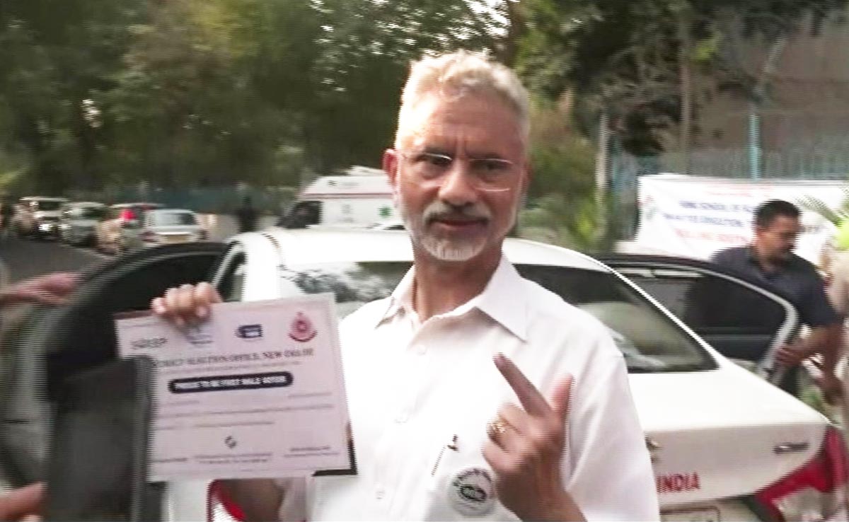 "First Male Voter In My Booth": S Jaishankar Holds Up His Certificate After Casting Vote