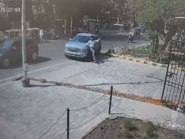 On CCTV, Student Crossing Road Rammed By SUV In Noida