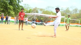 Video: As Weeks Of Campaigning Ends, Revanth Reddy Plays Football With Students