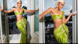 Kelly Rowland In A Neon Green Gaurav Gupta Co-Ord Set Certainly Knows How To Add Vibrance To The Cannes 2024 Red Carpet