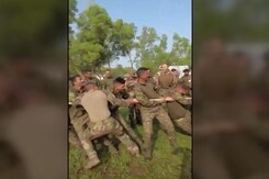 Indian & French Troops Face Off In Friendly Tug-Of-War In Meghalaya Indian & French Troops Face Off In Friendly Tug-Of-War In Meghalaya