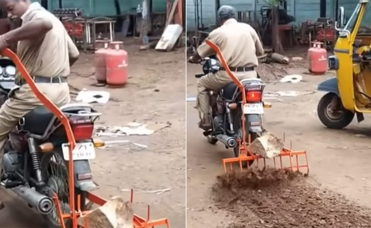 खेत जोतने के लिए किया गजब जुगाड़, बाइक को बना दिया मिनी ट्रैक्टर, वायरल Video देख इंप्रेस हुए लोग