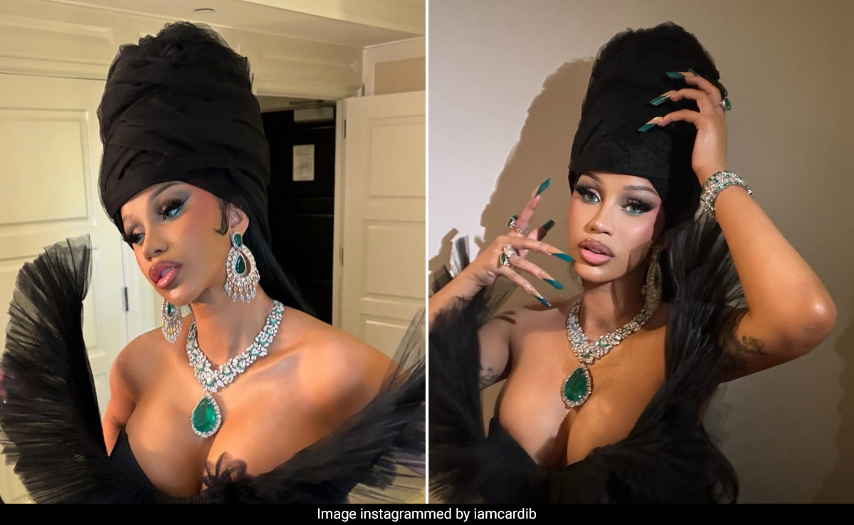 Cardi B's Over 100-Carat Emerald And Diamond Jewellery Brought The Indian Touch To Her Goth Black Met Gala 2024 Gown