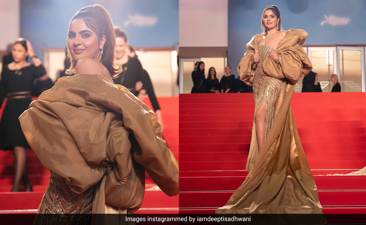 With 222 Hours Of Hand Embroidery, Deepti Sadhwani's Cannes 2024 Red Carpet Golden Gown Was Meant To Steal Hearts