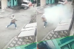 Video: Madhya Pradesh Man Prays At Temple, Then Throws Bombs At House Video: Madhya Pradesh Man Prays At Temple, Then Throws Bombs At House