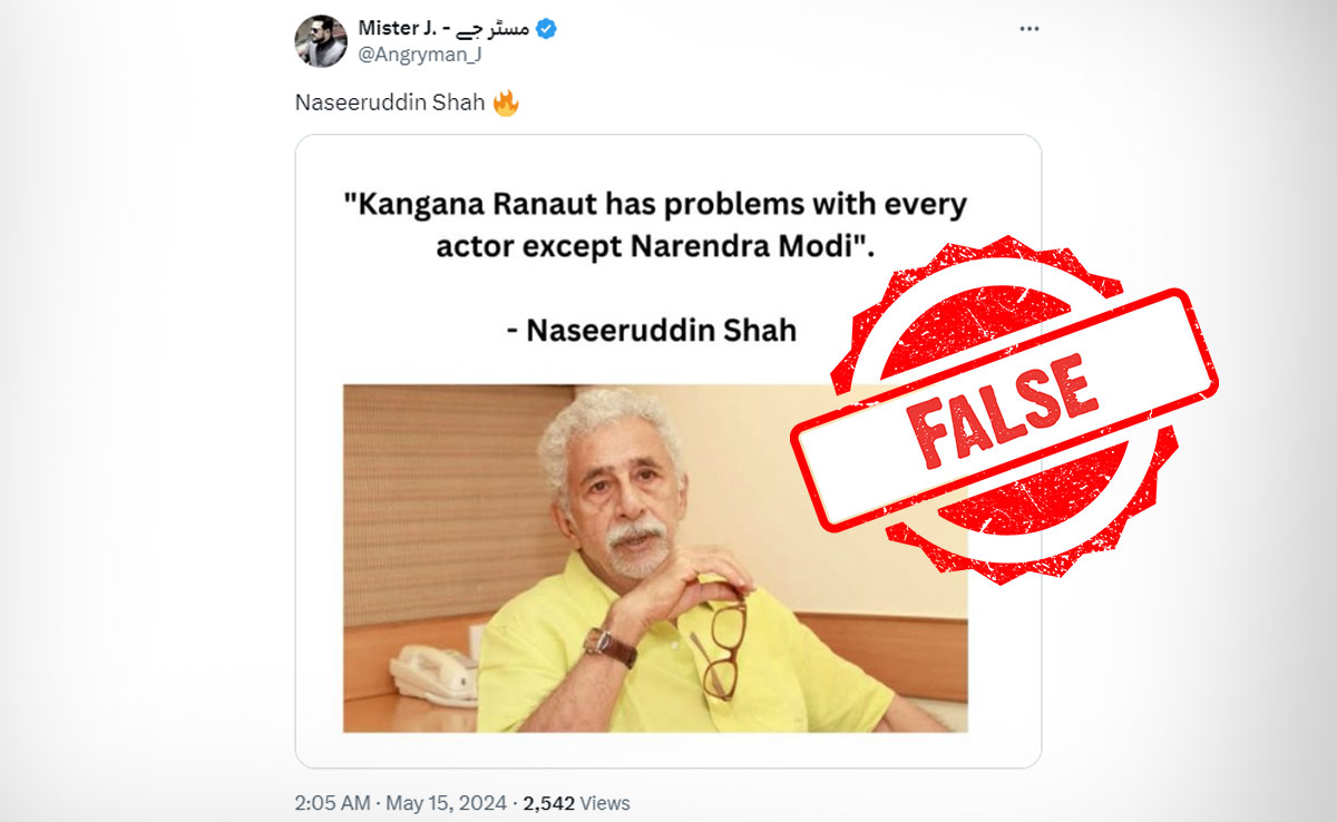 Fake Quote Of Naseeruddin Shah On PM Modi, Kangana Ranaut Goes Viral