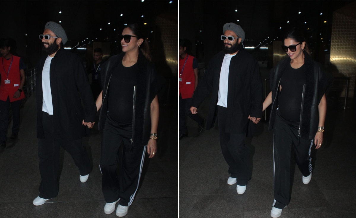 Ranveer Singh And Deepika Padukone Are Street Style Chic Parents-To-Be In Black At The Airport