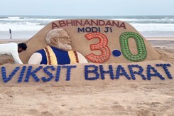 Sand Sculpture Of PM Modi In Odisha Ahead Of Swearing-In Ceremony Sand Sculpture Of PM Modi In Odisha Ahead Of Swearing-In Ceremony