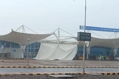 Canopy Outside Rajkot Airport Terminal Collapses Amid Heavy Rain Canopy Outside Rajkot Airport Terminal Collapses Amid Heavy Rain