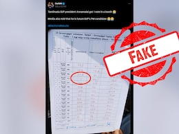 फैक्ट चेक: तमिलनाडु भाजपा प्रमुख को "1 वोट" मिलने की वायरल तस्वीर फर्जी है फैक्ट चेक: तमिलनाडु भाजपा प्रमुख को "1 वोट" मिलने की वायरल तस्वीर फर्जी है