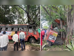 पुणे-सोलापूर महामार्गावर एसटी बसची झाडाला धडक, बसचा चक्काचूर; 20 ते 22 प्रवासी जखमी