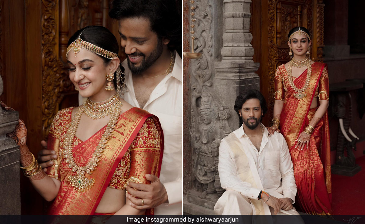 Aishwarya Arjun And Umapathy Ramaiah Are A True Depiction Of South Indian Wedding Splendour