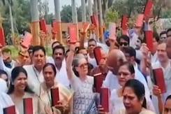 INDIA's "Save Constitution" Protest As Parliament Meets After Poll Result INDIA's "Save Constitution" Protest As Parliament Meets After Poll Result